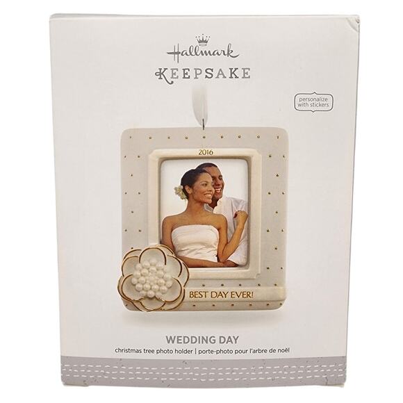 NEW Hallmark Keepsake 2016 Wedding Best Day Ever Photo Frame Christmas Ornament - Picture 1 of 7